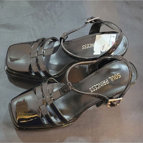 BRAND NEW SOUL PRINCESS PLAIN PLATFORM ANKLE CURVE WIDE HIGH HEEL   SANDAL S2 - Picture 6 of 16